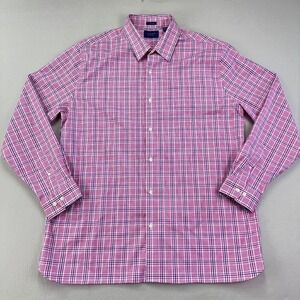 FAIRLANE Shirt Mens‎ XXL Tall Pink Plaid Long Sleeve Button Up Work Office